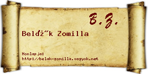 Belák Zomilla névjegykártya